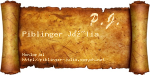 Piblinger Júlia névjegykártya